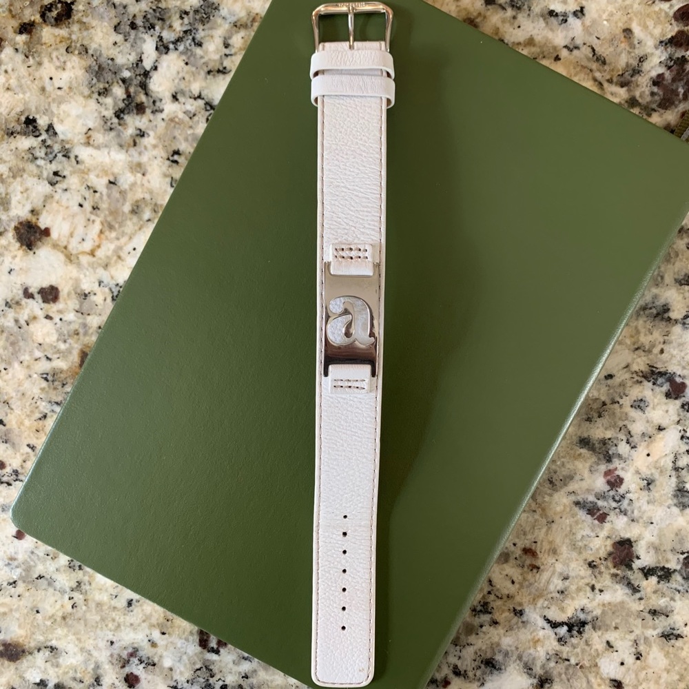 Fossil “a” Leather Buckle Cuff Bracelet